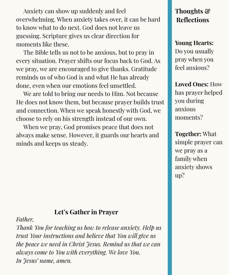 A page from inside Gathered, A Family Devotional